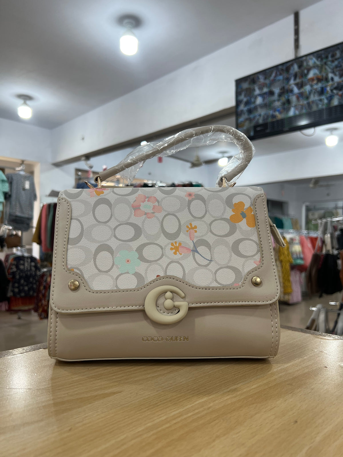 Coco Queen Floral Printed Handbag with Long Belt