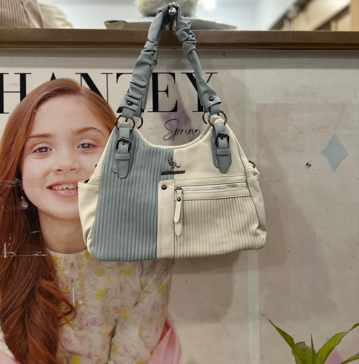 Large Size Soft Stuff Double Zipper Shoulder Bag